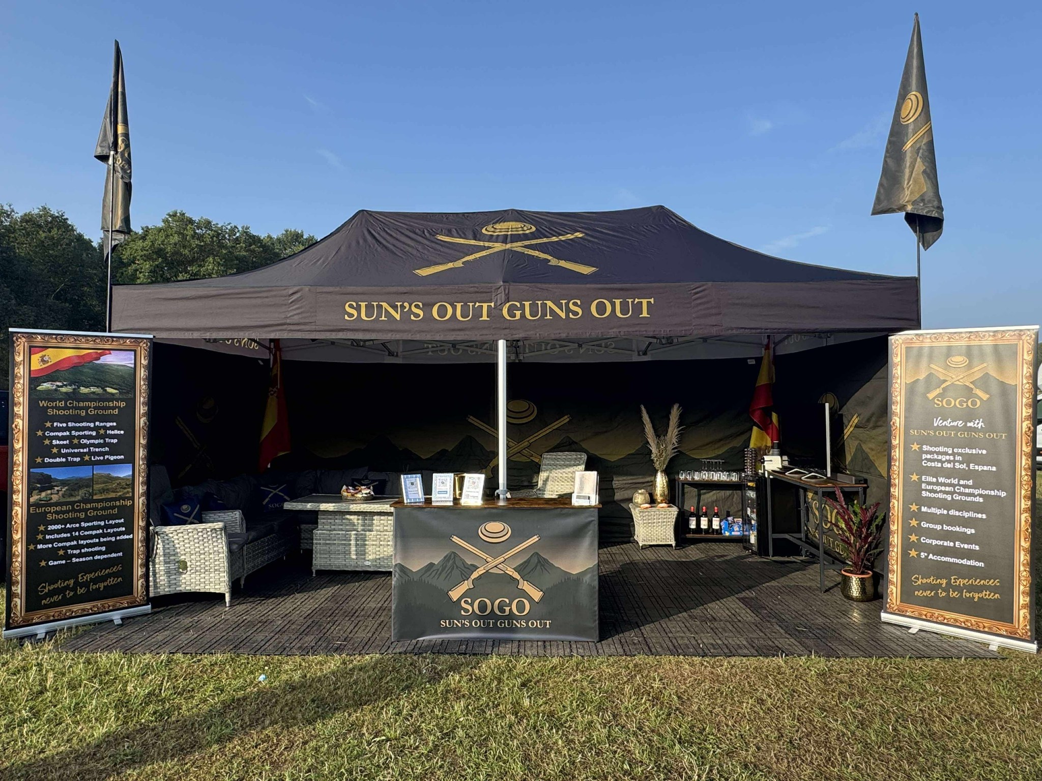 Temporary event flooring on a stand at a country show